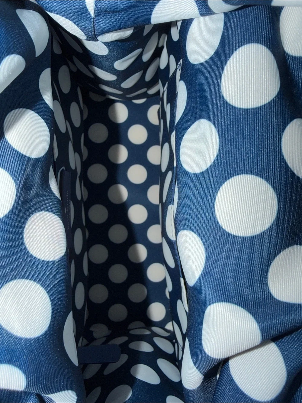 Kate Spade New York Trista Leather Shopper Tote w/Polka Dot Lining - Cream Navy
